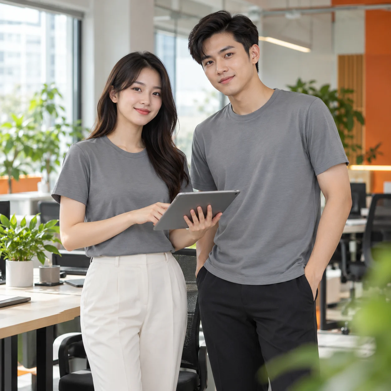 Áo phông công sở cotton lạnh xám ghi thanh lịch