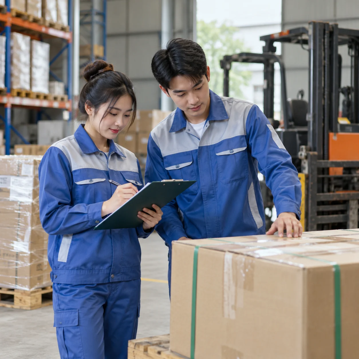 Bộ công nhân kaki xanh dương phối xám sáng