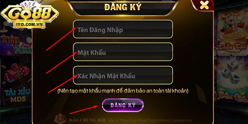 Đăng ký thành viên để tham gia game cá cược tại Go88