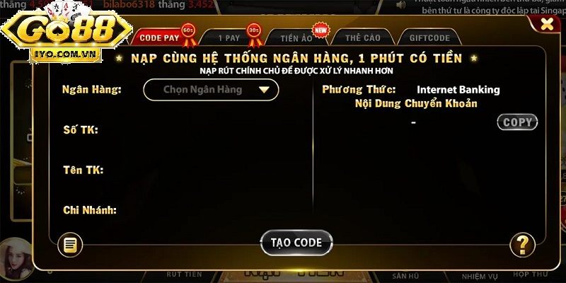 Hệ thống thanh toán ở Go88 info cực kỳ nhanh chóng, gọn lẹ