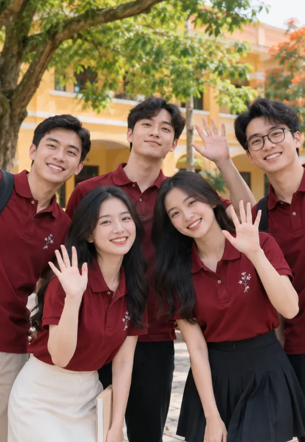Áo họp lớp polo đỏ đô thêu kỷ niệm