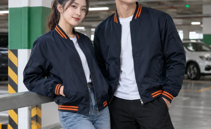 Áo khoác đồng phục bomber xanh đen bo cam
