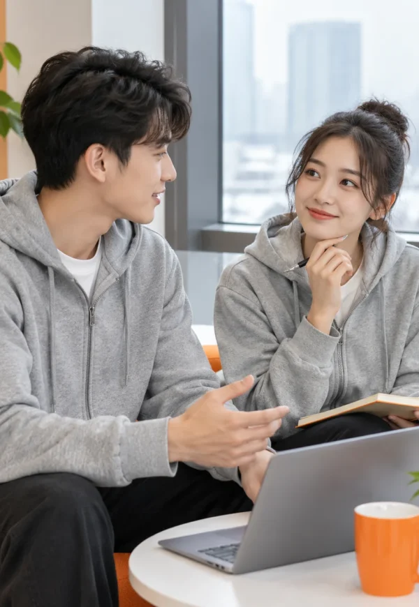 Áo khoác nỉ đồng phục xám melange có khóa kéo