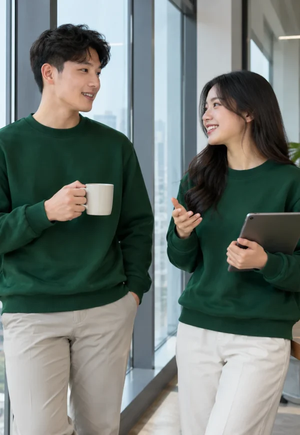 Áo khoác nỉ xanh lá chai bo dệt mềm