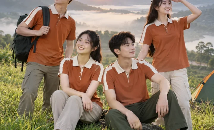 Áo thun nhóm màu terracotta phối kem