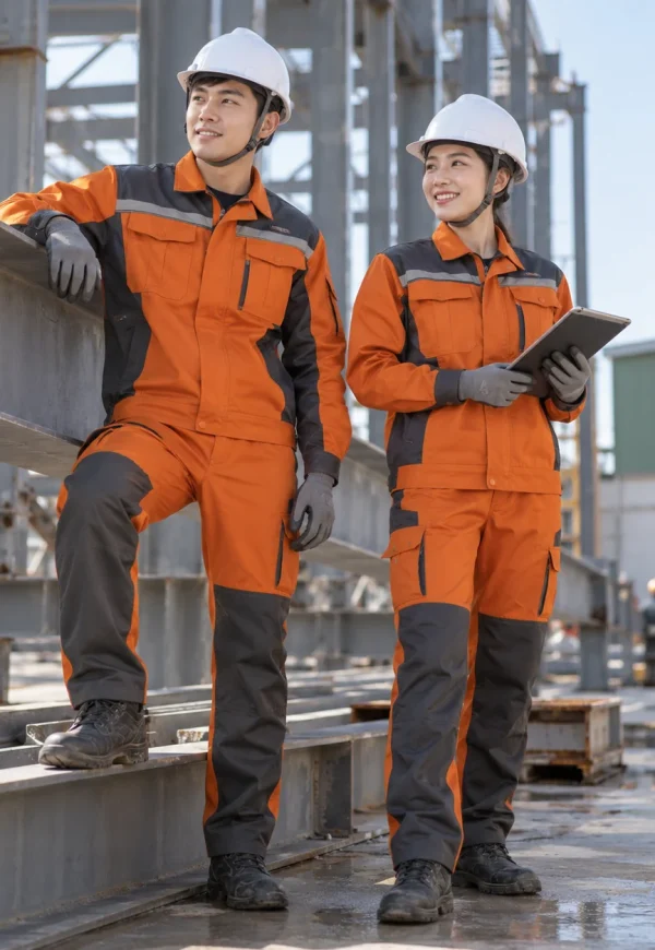 Bộ bảo hộ kaki cam cháy phối than phản quang