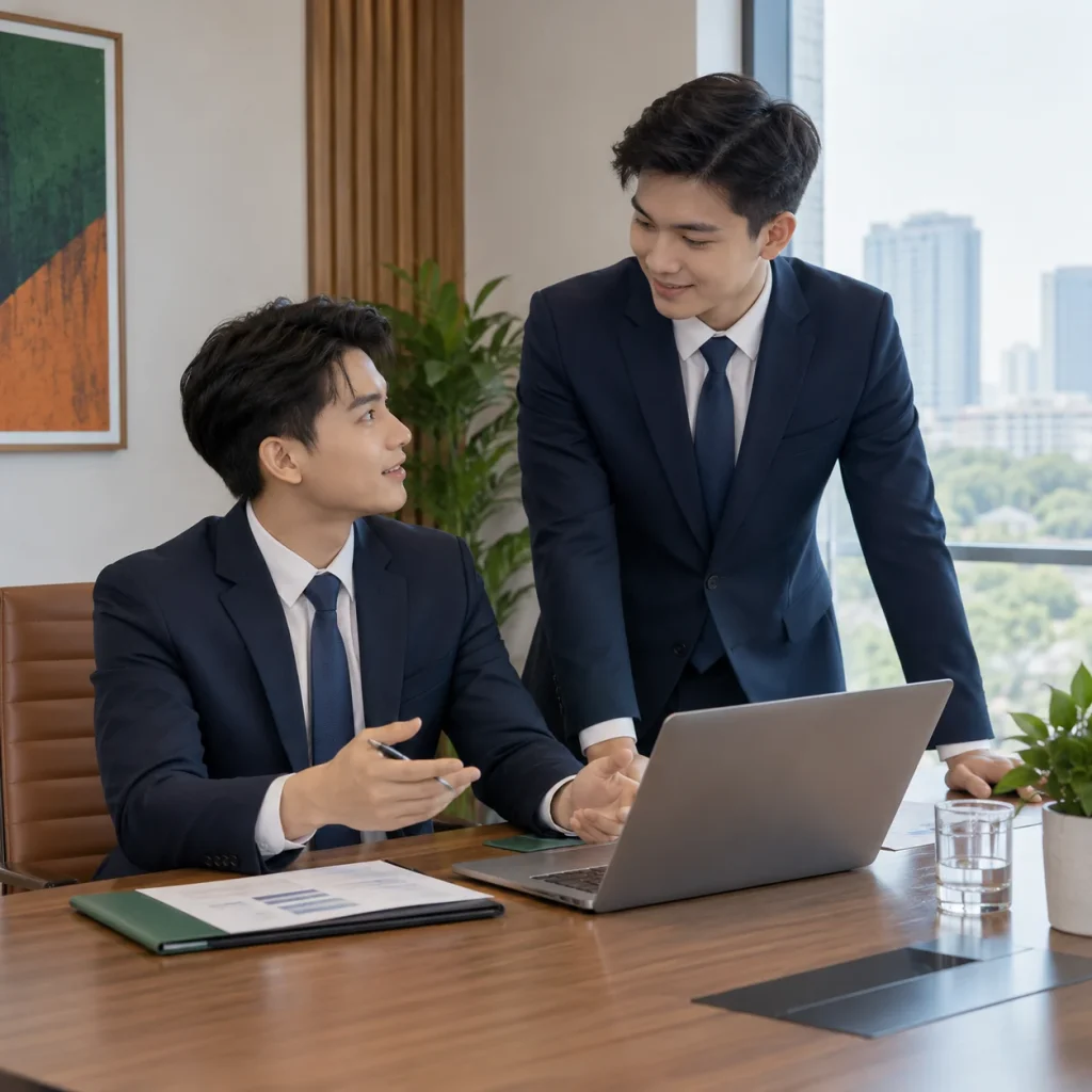 Bộ công sở nam xanh than áo vest một khuy