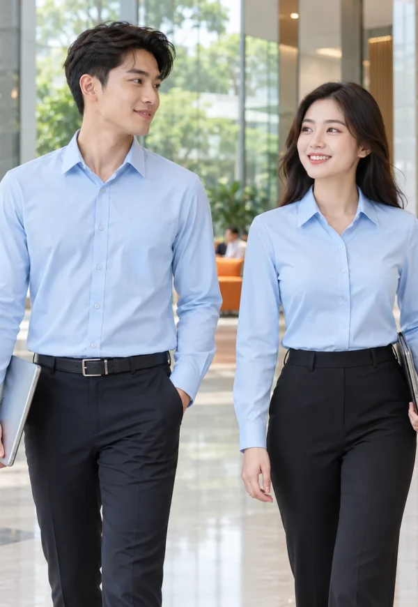 Bộ sơ mi đồng phục công ty xanh pastel thanh lịch