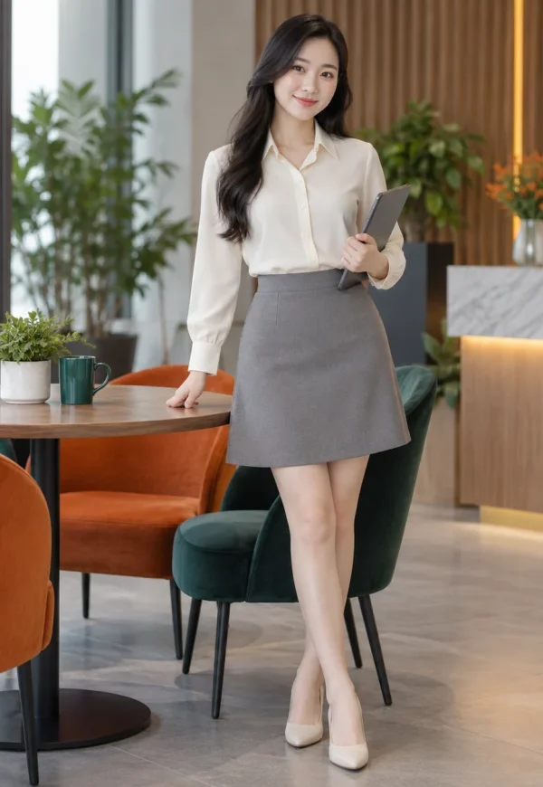 Chân váy công sở xám tro dáng chữ A