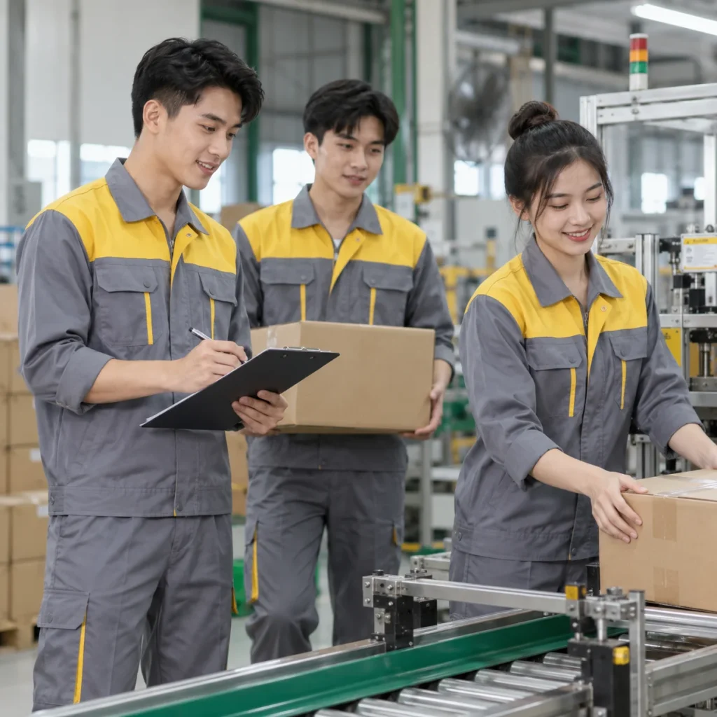 Bộ đồng phục công nhân xanh ghi phối vàng an toàn