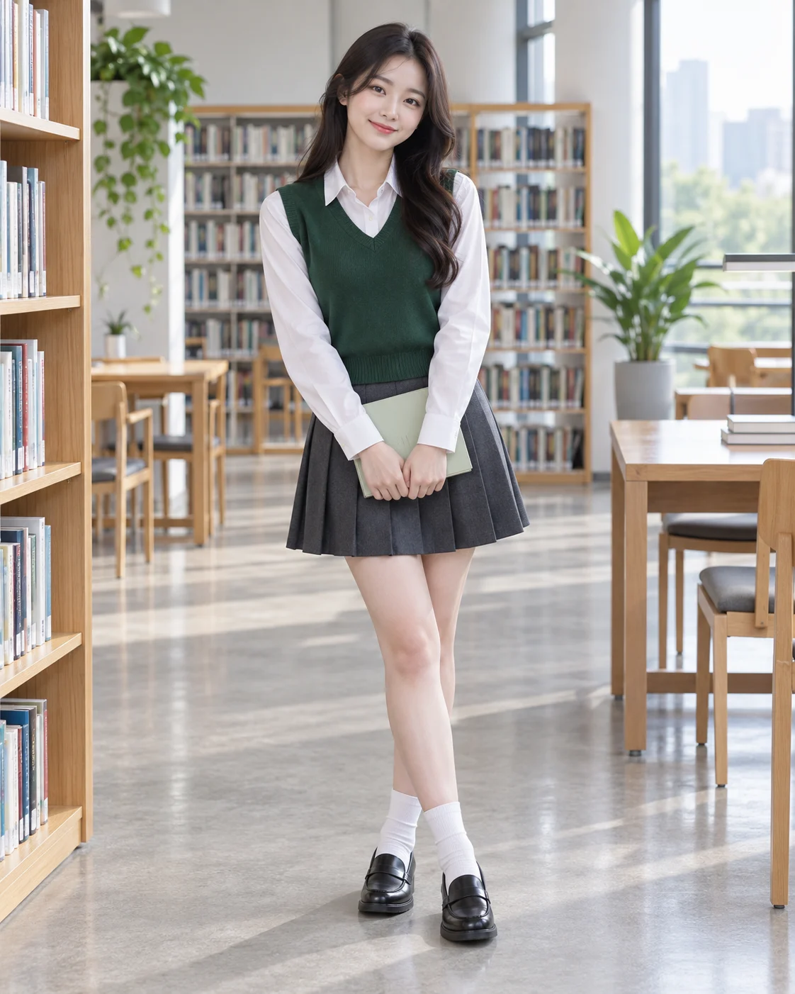 Đồng phục giáo dục xanh lá thanh lịch