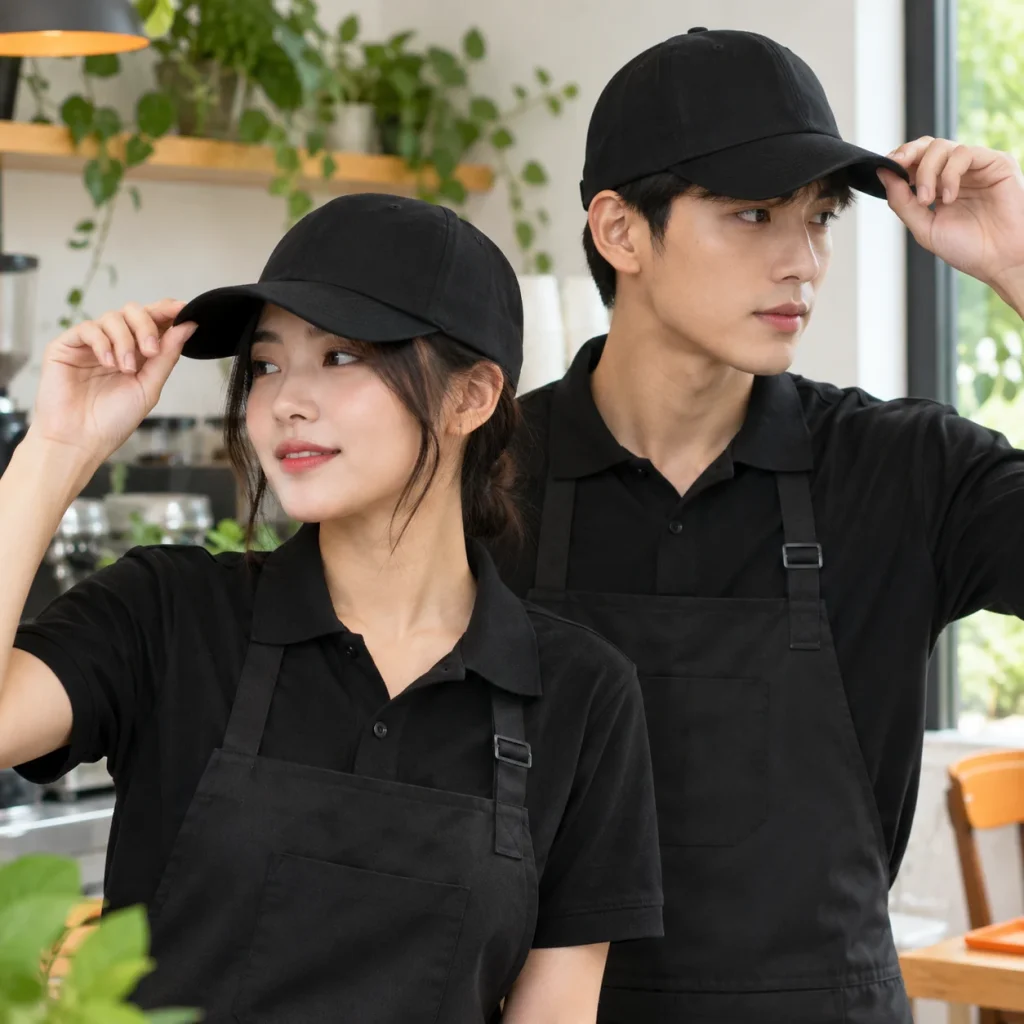 Mũ lưỡi trai đồng phục kaki đen thêu biểu tượng