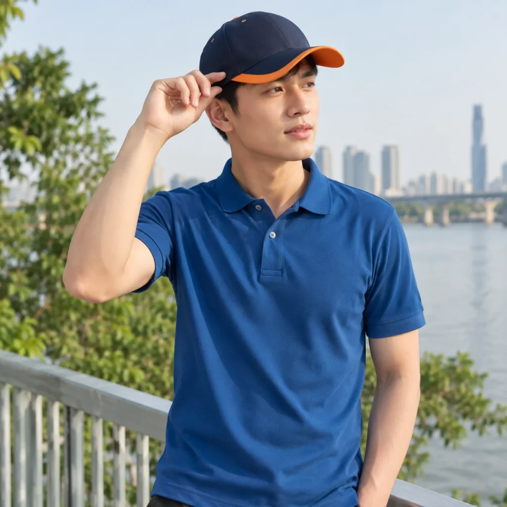 Mũ lưỡi trai đồng phục xanh navy phối cam