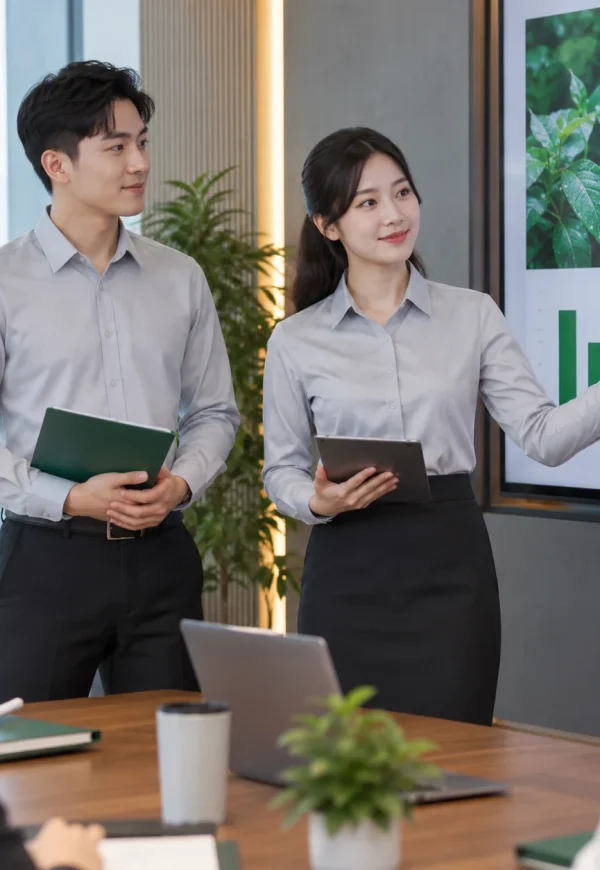 Sơ mi đồng phục nam nữ màu ghi sáng cổ cổ điển